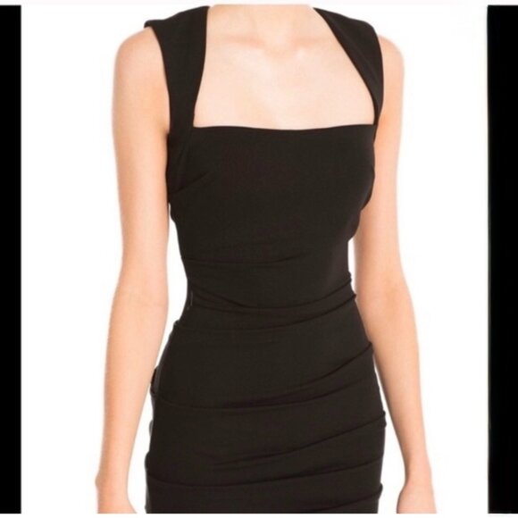 Nicole Miller Black Evening Gown Embellished Cutout Back Dress Size 12 - Picture 4 of 8